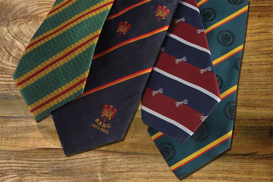 Regimental ties, military ties, striped ties, rugby ties, masonic ties